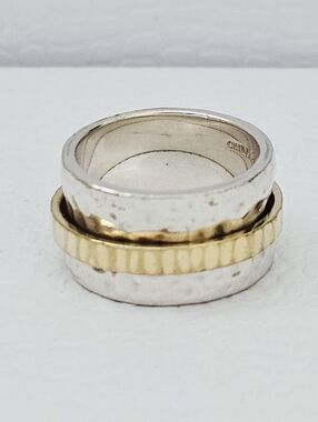 Silpada Sterling Silver & 14K Gold Plated Spinner Cuff Ring Size 7.25 R1476